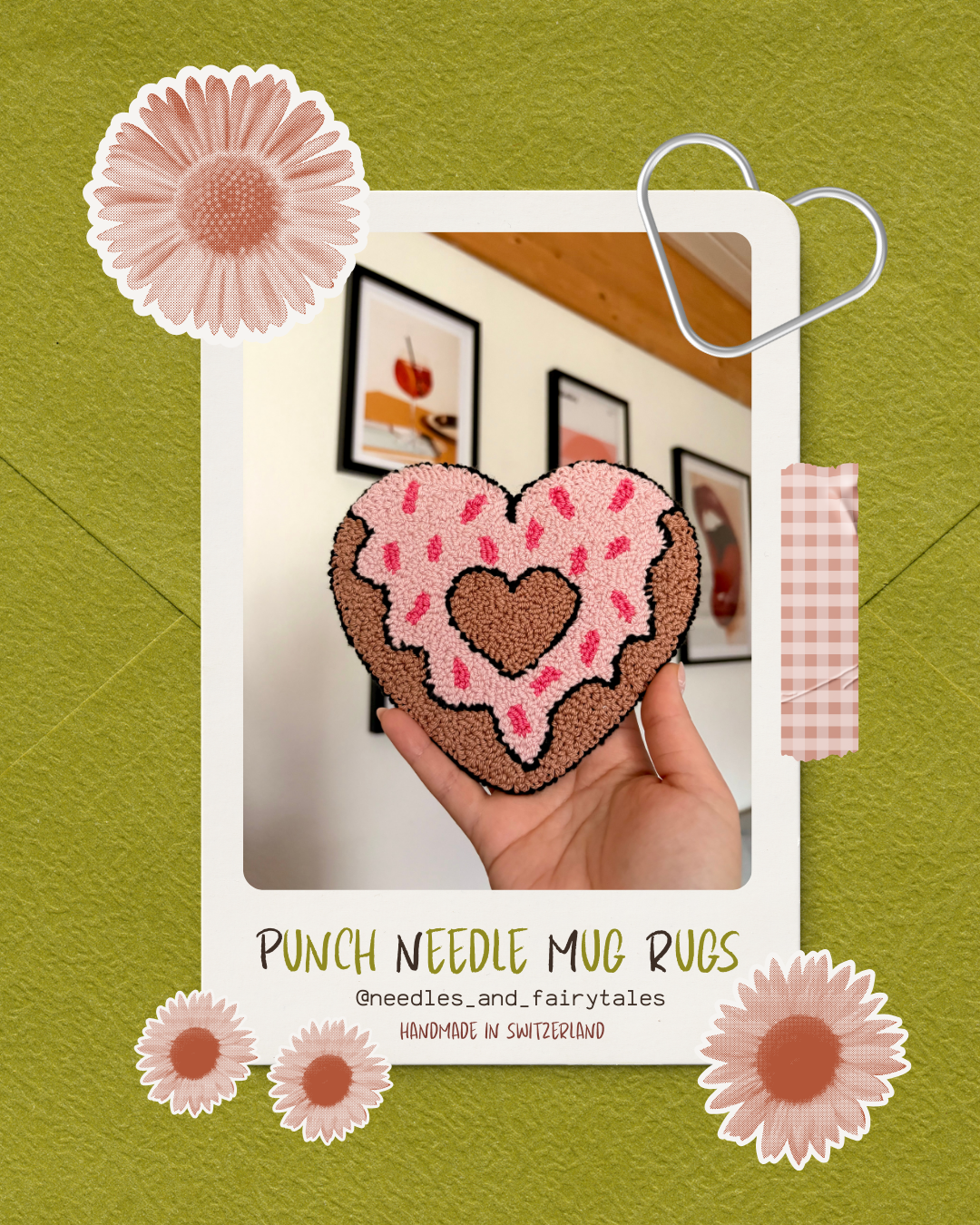 Punch Needle Donut Heart Rug