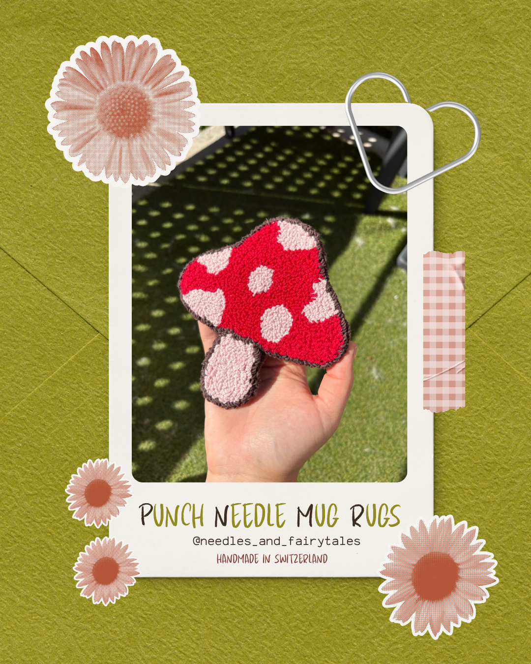 Punch Needle Mushroom Rug