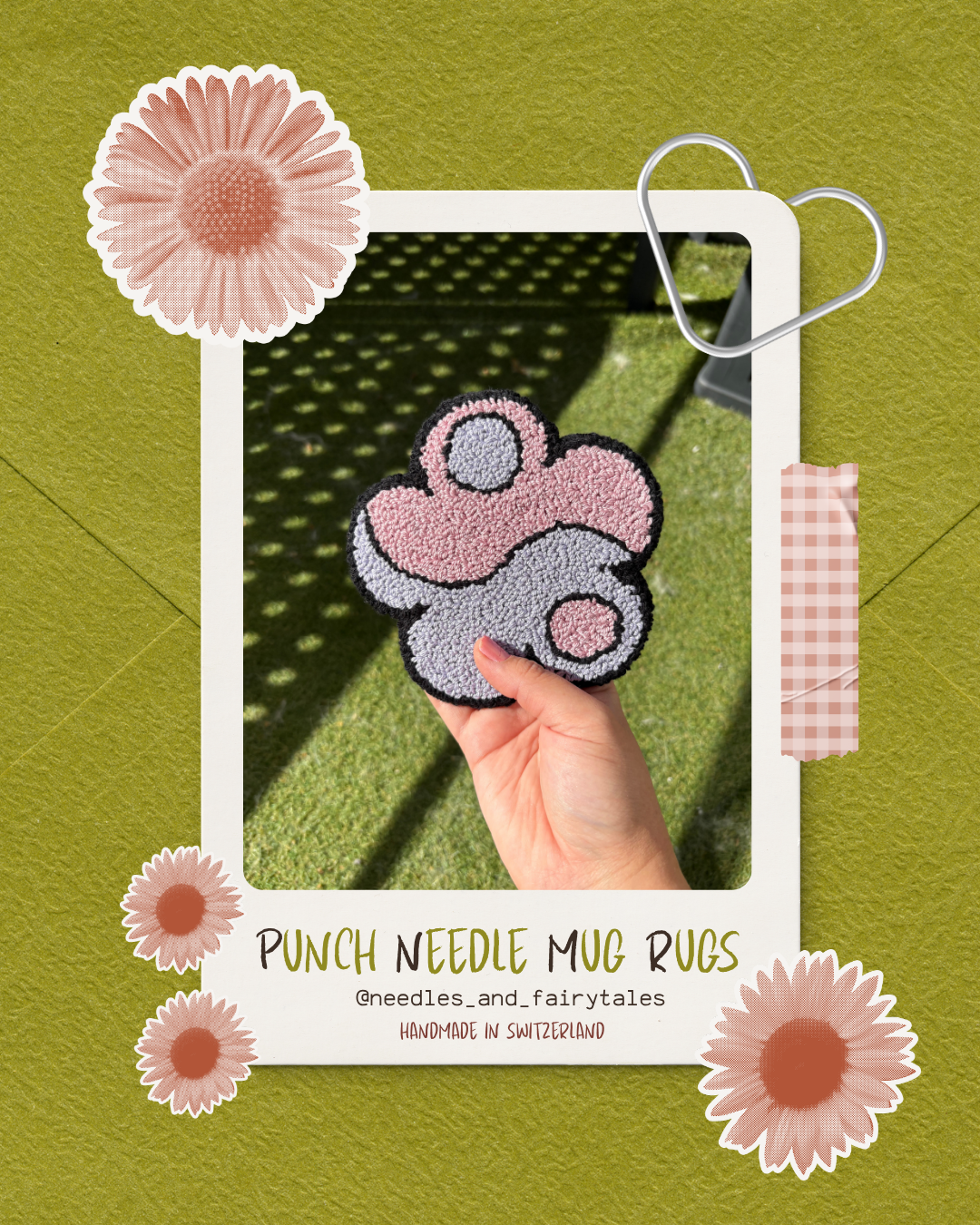 Punch Needle Yin Yang Flower Rug