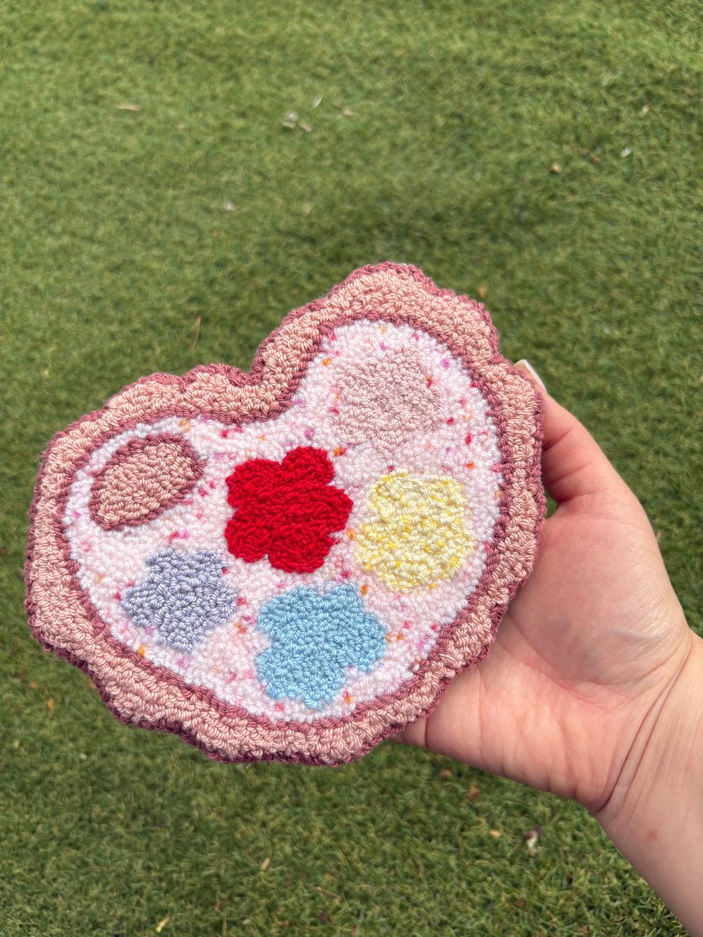 Punch Needle Heart Color Palette Rug