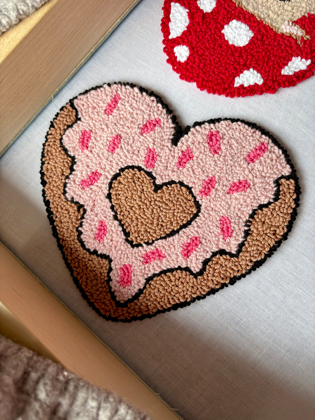 Punch Needle Donut Heart Rug