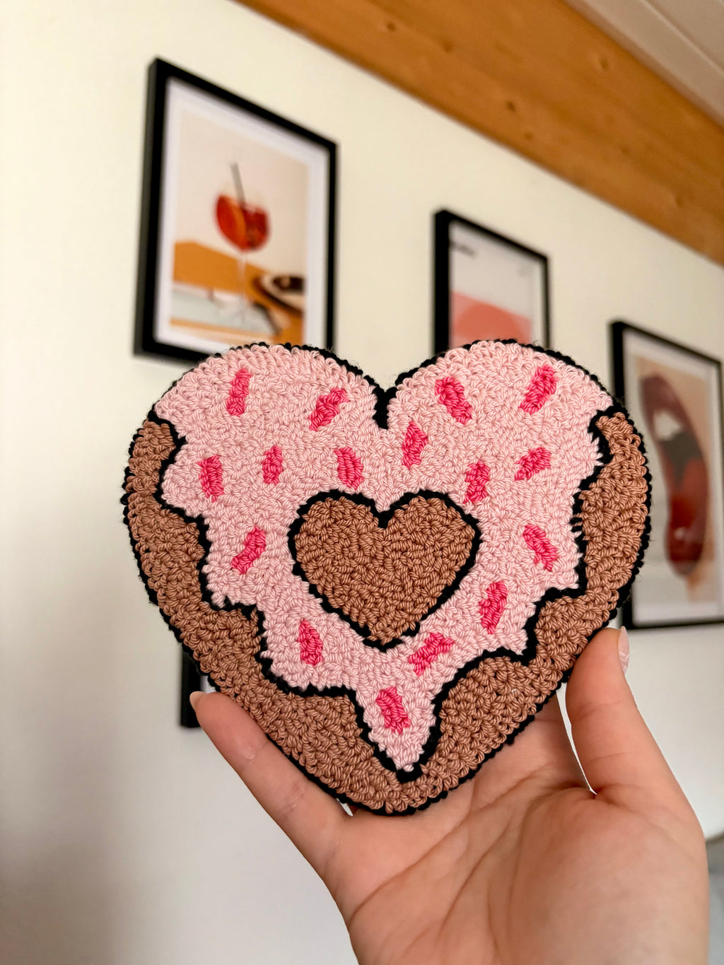 Punch Needle Donut Heart Rug