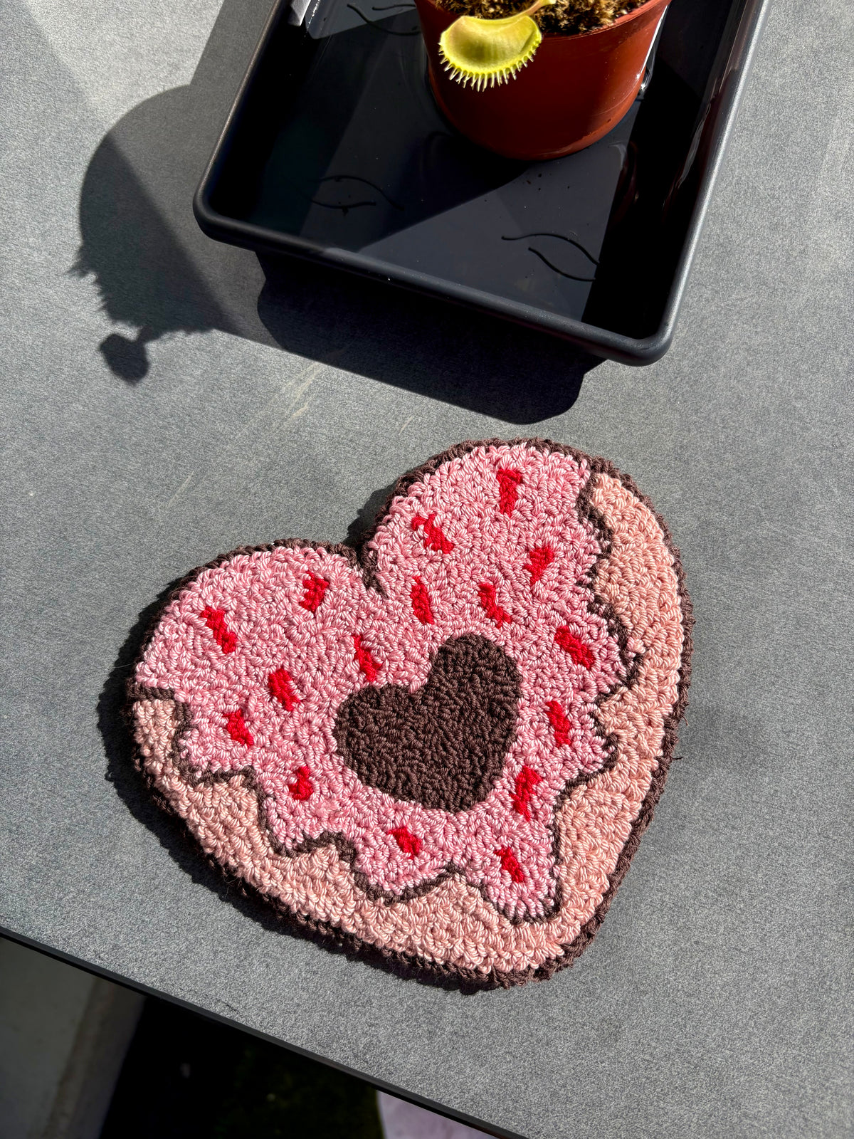 Punch Needle Donut Heart Rug
