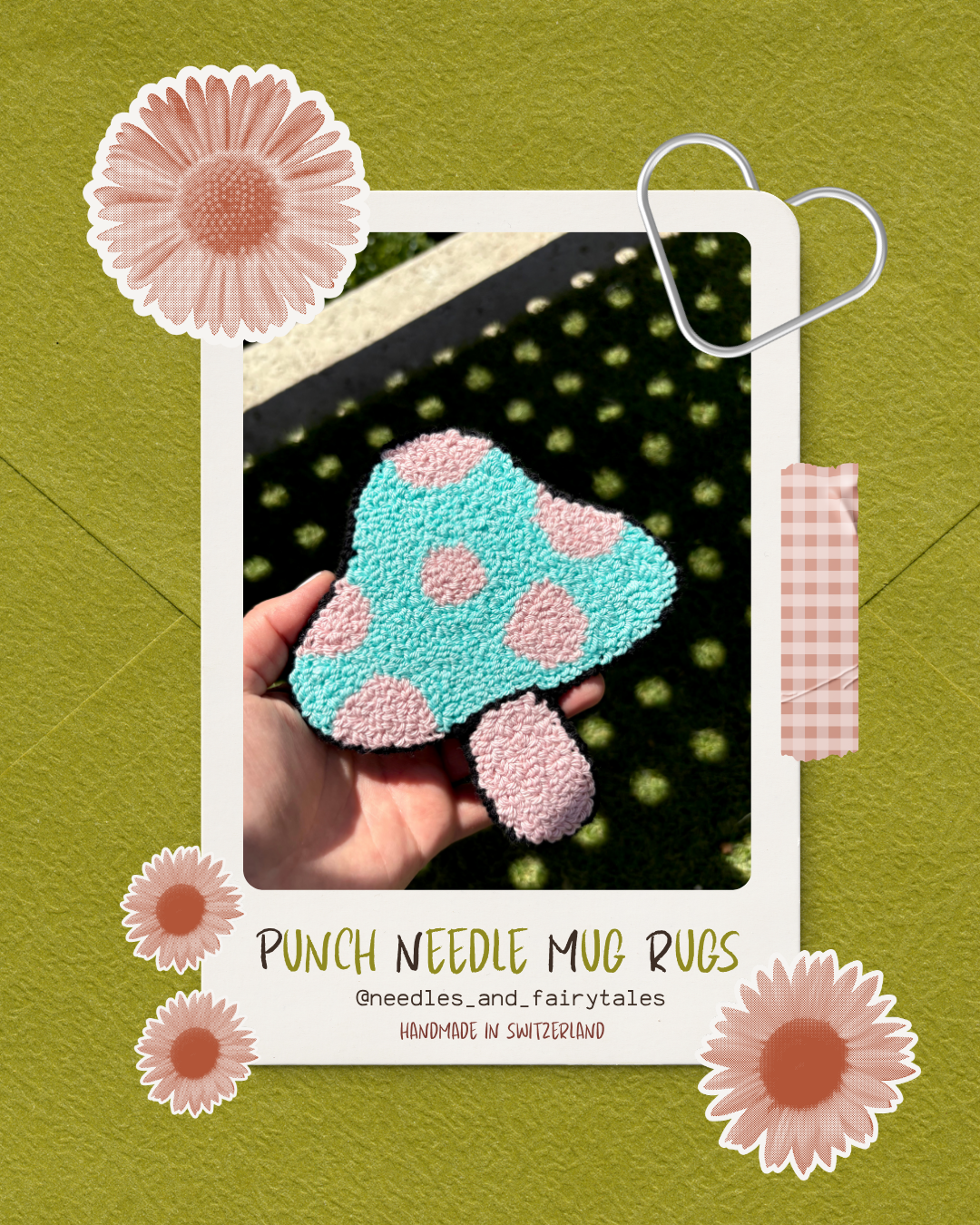 Punch Needle Mushroom Rug