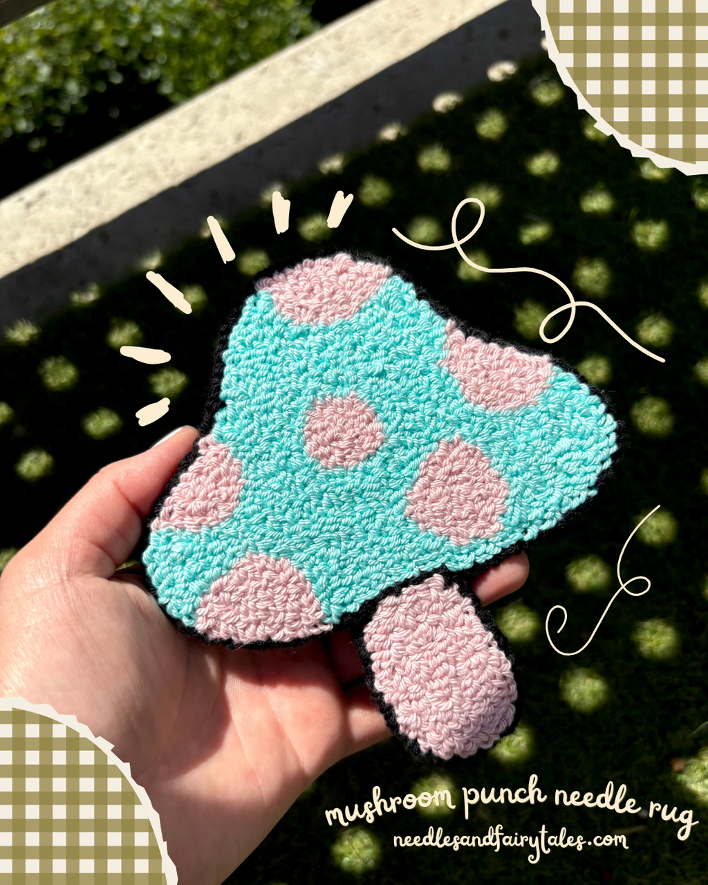 Punch Needle Mushroom Rug
